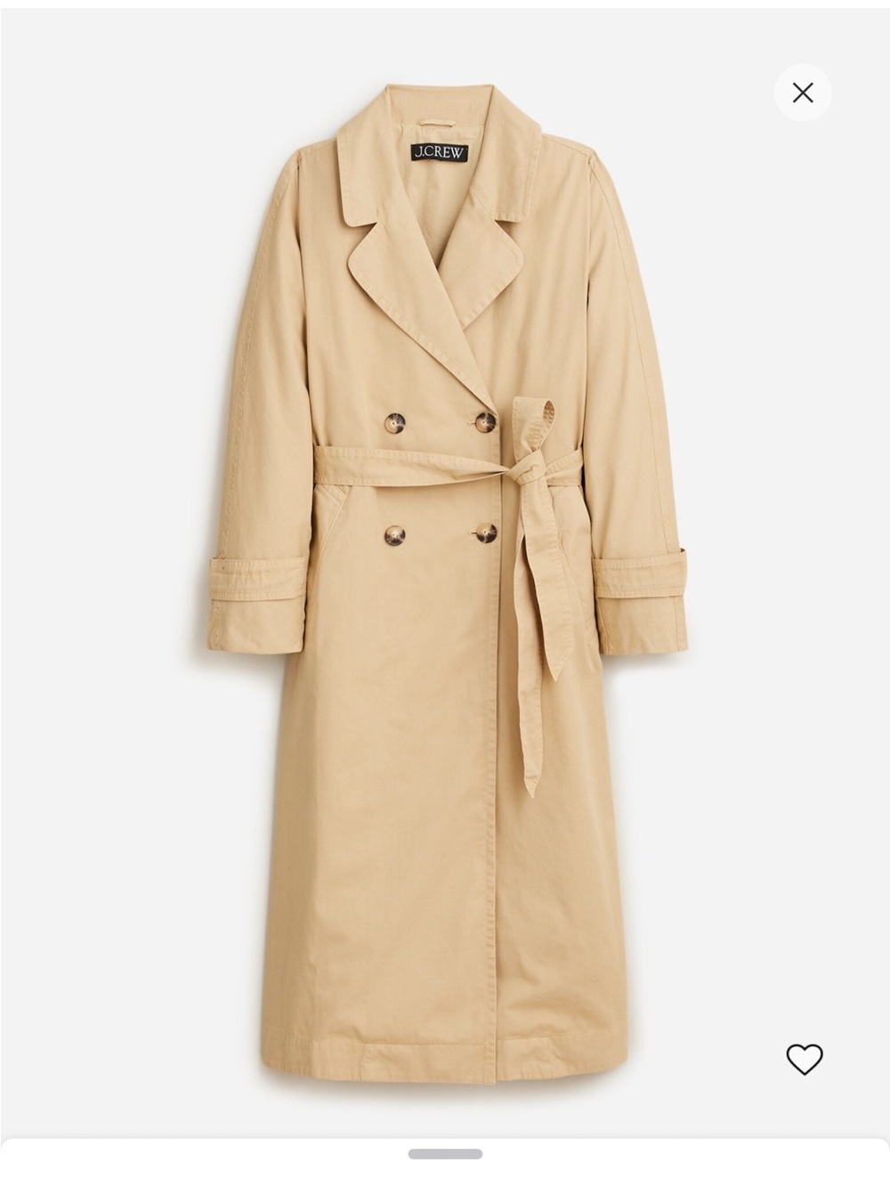 J. Crew Classic Double-Breasted Tan Trench Coat